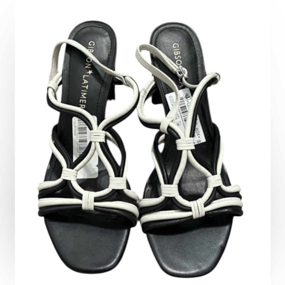 NWT Gibson Latimer Nicolette women’s 9.5M black & white strappy heels